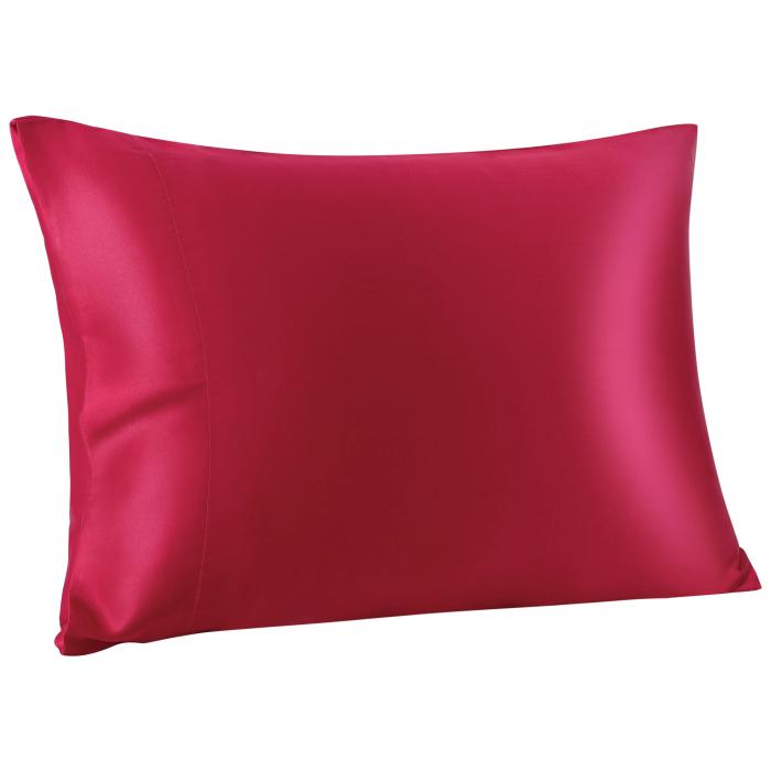 PiccoCasa シルク枕カバー 100%蚕糸 絹 シルク まくらカバー 封筒式 19匁 1枚 洗える 両面シルク まくらかばー 光沢 ピローケース すべすべ 無地 ギフト 四季 贅沢レッド43x63cm