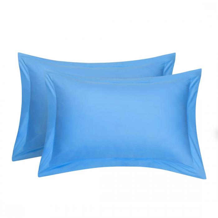 uxcell ピローシャムス オックスフォードピローケース エジプト綿 300 系 カウント ソリッド/プレーンパターン 2セット入り ブルー 30x40cm