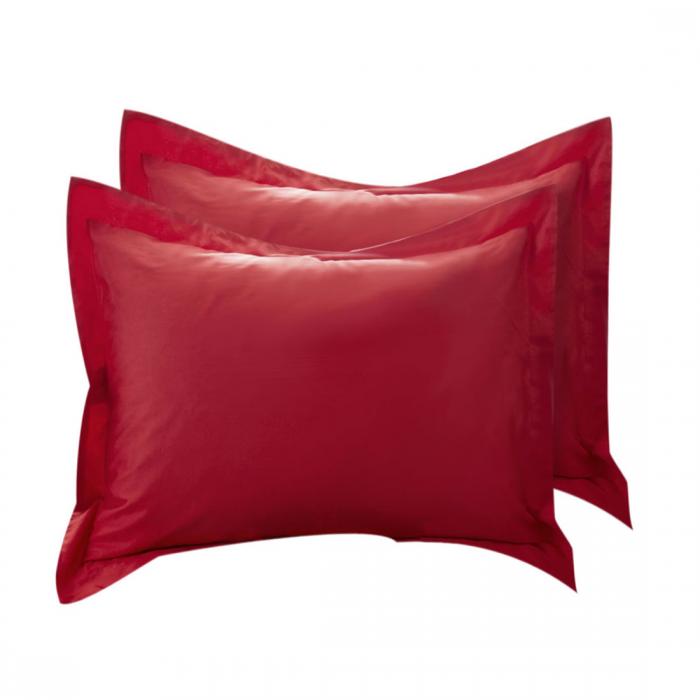 uxcell ピローシャムス オックスフォードピローケース エジプト綿 300 系 カウント ソリッド/プレーンパターン 2セット入り レッド 45x45cm