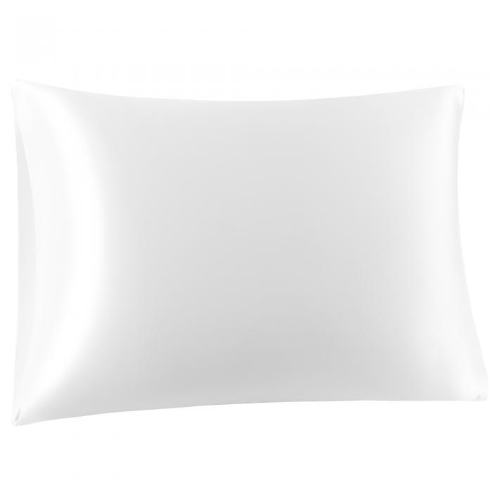 PiccoCasa 枕カバーシルク 100%蚕糸 絹 シルク 22匁 1枚 封筒式 まくらカバー 洗える 両面シルク まくらかばー 光沢 ピローケース すべすべ 無地 美肌 美髪 敏感肌に優しい ギフト 四季適応 ホワイト 43x63cm