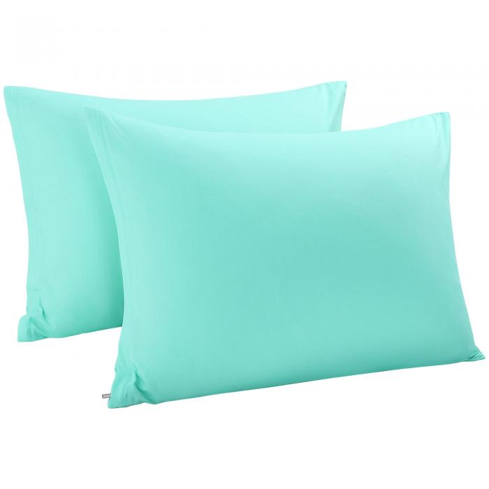 uxcell 枕カバー エジプト 綿 100％ コットン ソフト ナチュラル 風合い 防臭 ピローケース 北欧 シワなし 無地 シンプル ジッパー付き 2枚 青緑色 50 x 75 cm