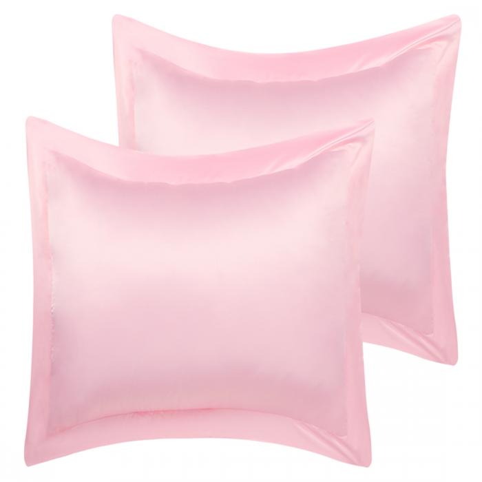 uxcell 枕カバー サテン ひんやり ピローケース レーヨン 接触冷感 封筒式 2枚 セット まくらカバー 美髪 美肌 両面 無地 防臭 贅沢 上品 光沢感 ホテル品質 ライトピンク 65x65cm