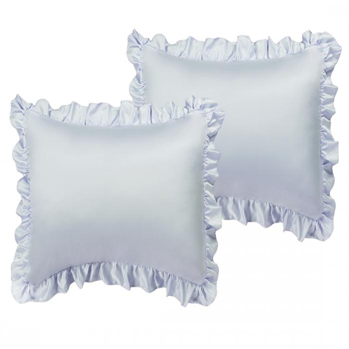 uxcell サテン枕カバー フリル ひんやり 接触冷感 ピローケース 封筒式 2枚 セット 両面枕カバー 無地 65x65cm銀