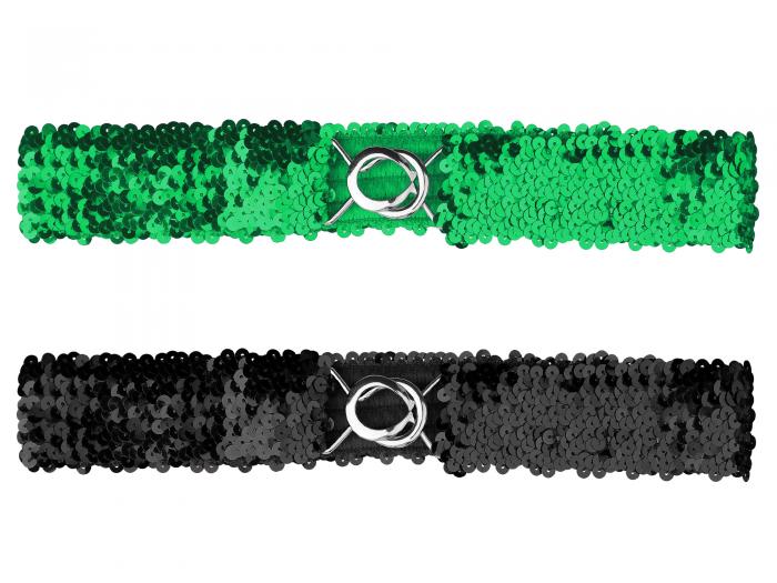 Allegra K 弾性ベルト 2個 ウエストベルト グリッター スキニー ストレッチ スパンコール 装飾 スリム ..