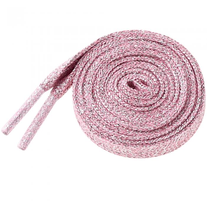 Elerevyo 1ペア グリッター シャイニー メタリック フラット 靴ひも カラフル 多色 スパンコール 輝く 靴紐 スニーカー用 ライトピンク 160cm/62.99