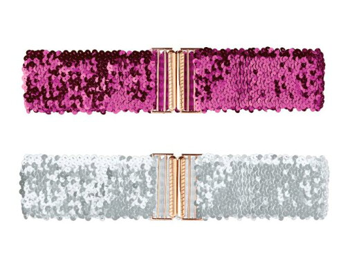 Allegra K エストベルト ストレッチ ベルト 2個 バックル スパンコール 装飾 シャイニー レディース ダークパープル 60cm Allegra K エストベルト ストレッチ ベルト 2個 バックル スパンコール 装飾 シャイニー レディース ダークパープル 60cm