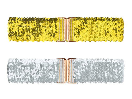 Allegra K エストベルト ストレッチ ベルト 2個 バックル スパンコール 装飾 シャイニー レディース ゴールド 60cm Allegra K エストベルト ストレッチ ベルト 2個 バックル スパンコール 装飾 シャイニー レディース ゴールド 60cm