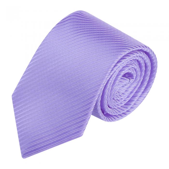 Allegra K 145cm無地ナローストライプネクタイ卒業スーツネクタイ男性用フォーマルネクタイ ライトパープル One Size