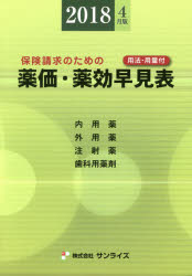 薬価・薬効早見表　保険請求のための　2018年4月版　用法・用量付　内用薬　外用薬　注射薬　歯科用薬剤　サンライズ/編纂