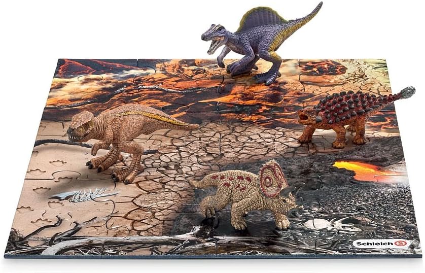 Schleich シュライヒ 恐竜 ミニ恐竜とジオラマパズルセット 溶岩ゾーン 42212