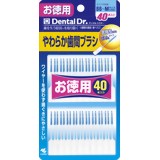 ※パッケージデザイン等は予告なく変更されることがあります。商品説明「小林製薬のやわらか歯間ブラシ 細いタイプ SS-Mサイズ 40本入」は、ワイヤーを使わないゴムタイプで、歯周病・歯槽膿漏・虫歯の原因となる食べカス・歯垢を除去する歯間ブラシです。狭い歯間にもスムーズに挿入できる先端先細加工。ゴム状のやわらかブラシで、やわらかい使用感・やさしい使い心地です。歯ぐきを気持ちよくマッサージし、狭い歯間から広い歯間までなめらかにフィットします。金属(ワイヤー)を使用していません。細いタイプ。SS-Mサイズ。使用方法(1)歯間ブラシを1本取り外して使用してください。(2)鏡を見ながら、歯ぐきを傷つけないように歯間部に垂直にゆっくりと挿入し、細かく前後に動かして清掃してください。●衛生上および機能上、本品1本につき1回のご使用をおすすめします。●歯間が狭くブラシが入りにくい場合は、「糸ようじ」をお使いください。サイズの目安●市販品の歯間ブラシでSS・S・Mサイズをご使用の方向け。●ブラシの先端はSSサイズ、根元はMサイズの歯間を目安に設計。使用上の注意●軸は曲げずに使用する●製品の特性上、本製品はやわらかくなっており、無理な力をかけると折れ、曲がり、ブラシ破損の原因となるため、力を入れずゆっくり使用する●歯間が狭くて挿入しにくい場合は歯や歯ぐきを傷めることがあるため、無理に差し込んだり回転させない●歯ぐきが弱っている場合は出血することがありますが、毎日の使用で出血は次第に少なくなります。出血が続く場合は、使用を控え、歯科医師に相談する●本品は歯間清掃用ブラシなので、歯と歯の間の清掃以外の目的では使用しない品質表示柄の材質：ポリプロピレンブラシの材質：熱可塑性エラストマー耐熱温度：90度原産国日本お問い合わせ先小林製薬株式会社 お客様相談室フリーダイヤル：0120-5884-05受付時間 9：00-17：00(土・日・祝日を除く)ブランド：小林製薬発売元：小林製薬 内容量：40本入 サイズ：SS-MJANコード：　4987072061725[小林製薬]日用品[歯間ブラシ]【原産国】　　日本広告文責　有限会社VISIONARYCOMPANY　ドレミドラッグ登録販売者　岩瀬　政彦 電話番号:072-866-6200