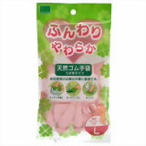 ふんわりやわらか 天然ゴム手袋 薄手タイプ Lサイズ ピンク 4547691728722 【取寄商品】