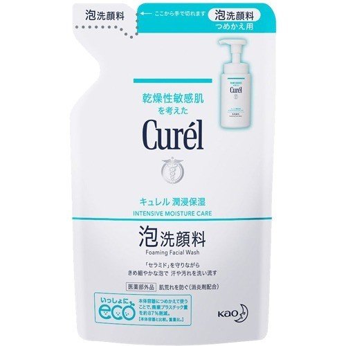 □商品説明 「キュレル 薬用泡洗顔料 つめかえ用 130ml」は、『潤浸保湿セラミドケア』で、外部刺激で肌荒れしにくいお肌に導く泡洗顔料です。毎日の洗顔によって流れ出てしまいがちな、肌の必須成分「セラミド」を守って洗います。大切な潤いは奪わ...
