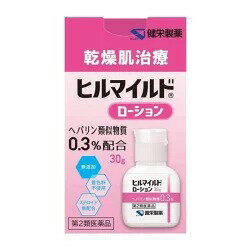 □商品説明 ・ヘパリン類似物質配合。顔や手足の乾燥肌治療に。 ・使いやすいワンタッチキャップ採用。 ・ステロイド無配合。 ・無着色。 【効能 効果】 手指の荒れ、ひじ・ひざ・かかと・くるぶしの角化症、手足のひび・あかぎれ、乾皮症、小児の乾燥性皮ふ、しもやけ(ただれを除く)、きず・やけどのあとの皮ふのしこり・つっぱり(顔面を除く)、打身・ねんざ後のはれ・筋肉痛・関節痛 【用法 用量】 1日1〜数回、適量を患部にすりこむか、又はガーゼ等にのばして貼ってください。 ＜用法用量に関連する注意＞ (1)用法用量を厳守してください。 (2)小児に使用させる場合には、保護者の指導監督のもとに使用させてください。 (3)目に入らないように注意してください。万一、目に入った場合には、すぐに水又はぬるま湯で洗ってください。なお、症状が重い場合には、眼科医の診療を受けてください。 (4)外用にのみ使用してください。 【成分】 成分分量 100g中 ヘパリン類似物質 0.3g含有 添加物：セトステアリルアルコール、白色ワセリン、グリセリン、2.2’.2’’-ニトリロトリエタノール、軽質流動パラフィン、スクワラン、ステアリン酸ポリオキシル40、モノステアリン酸グリセリン、カルボキシビニルポリマー、パラオキシ安息香酸プロピル、パラオキシ安息香酸メチル 【使用上の注意】 ＜してはいけないこと＞ (守らないと現在の症状が悪化したり、副作用が起こりやすくなります) 1.次の人は使用しないでください (1)出血性血液疾患(血友病、血小板減少症、紫斑病等)の人。 (2)わずかな出血でも重大な結果をきたすことが予想される人。(血液凝固抑制作用を有し出血を助長するおそれがあります。) 2.次の部位には使用しないでください。 目や目の周囲、粘膜(口腔、鼻腔、膣等)。 ＜相談すること＞ 1.次の人は使用前に医師、薬剤師又は登録販売者に相談してください (1)医師の治療を受けている人。 (2)薬などによりアレルギー症状を起こしたことがある人。 2.使用後、次の症状があらわれた場合は副作用の可能性があるので、直ちに使用を中止し、外箱を持って医師、薬剤師又は登録販売者に相談してください 関係部位／症状 皮ふ／発疹・発赤、かゆみ、はれ、紫斑 3.5〜6日間使用しても症状がよくならない場合は使用を中止し、外箱を持って医師、薬剤師又は登録販売者に相談してください 【保管及び取扱い上の注意】 (1)直射日光の当たらない涼しい所に密栓して保管してください。 (2)小児の手の届かない所に保管してください。 (3)他の容器に入れ替えないでください。(誤用の原因になったり品質が変わることがあります。) (4)使用期限を過ぎた製品は使用しないでください。 【発売元、製造元、輸入元又は販売元】 健栄製薬株式会社 大阪市中央区伏見町2丁目5番8号 健栄製薬株式会社 お問い合わせ先 電話番号 (06)-6231-5822 受付時間 9：00〜17：00(土、日、祝日を除く) □JANコード 4987286317434 □商品区分 【第2類医薬品】 □原産国または生産国 日本 □使用期限医薬品に関して特別表記の無い限り、1年以上の使用期限のものを販売しております。 1年以内のものに関しては使用期限を記載します。 副作用被害救済制度のお問い合わせ先 (独)医薬品医療機器総合機構 電話 0120-149-931(フリーダイヤル) 広告文責　有限会社VISIONARYCOMPANY　 ドレミドラッグ　登録販売者　岩瀬　政彦 電話番号:072-866-6200 【医薬品販売における記載事項】 ※パッケージデザイン等は予告なく変更されることがあります。