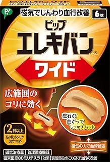 【管理医療機器】ピップ エレキバン ワイド (6枚入)×1個 4902522680455【取寄商品】