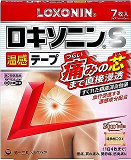 商品説明●すぐれた鎮痛消炎効果を持つ「ロキソプロフェンナトリウム水和物」を配合。さらに温感成分を追加配合。心地よい温感作用で患部の血行を促進し、痛みをやわらげます。 ●1日1回使用。 ●貼り心地がよく、すぐれた伸縮性ではがれにくく、貼りなおしやすい。効能 効果腰痛、肩こりに伴う肩の痛み、関節痛、筋肉痛、腱鞘炎(手・手首の痛み)、肘の痛み(テニス肘など)、打撲、捻挫用法 用量表面のライナー(フィルム)をはがし、1日1回患部に貼付して下さい。 ＜用法・用量に関連する注意＞ (1)用法・用量を厳守して下さい。 (2)本剤は、痛みやはれ等の原因になっている病気を治療するのではなく、痛みやはれ等の症状のみを治療する薬剤なので、症状がある場合だけ使用して下さい。 (3)1日あたり4枚を超えて使用しないで下さい。 (4)汗をかいたり、患部がぬれている時は、よく拭きとってから使用して下さい。 (5)貼った患部をコタツや電気毛布等で温めないで下さい。 (6)皮膚の弱い人は、使用前に腕の内側の皮膚の弱い箇所に、1〜2cm角の小片を目安として半日以上貼り、発疹・発赤、かゆみ、かぶれ等の症状が起きないことを確かめてから使用して下さい。成分・分量膏体100g中 [成分/分量/はたらき] ロキソプロフェンナトリウム水和物/5.67g(無水物として5g)/炎症や痛みのもと[プロスタグランジン]をおさえます。 ノナン酸バニリルアミド/0.015g/温感作用により、患部の血行を促進し、痛みをやわらげます。 (1枚あたり(7cm×10cm)膏体量1g) 添加物:スチレン・イソプレン・スチレンブロックコポリマー、ポリイソブチレン、水添ロジングリセリンエステル、BHT、l-メントール、流動パラフィン、その他2成分使用上の注意＜してはいけないこと＞(守らないと現在の症状が悪化したり、副作用が起こりやすくなります) 1.次の人は使用しないで下さい。 (1)本剤又は本剤の成分によりアレルギー症状を起こしたことがある人 (2)本剤又は他の解熱鎮痛薬、かぜ薬、外用鎮痛消炎薬を使用してぜんそくを起こしたことがある人 (3)15歳未満の小児 2.次の部位には使用しないで下さい。 (1)目の周囲、粘膜等 (2)しっしん、かぶれ、傷口 (3)みずむし・たむし等又は化膿している患部 3.本剤を使用している間は、他の外用鎮痛消炎薬を使用しないで下さい。 4.連続して2週間以上使用しないで下さい。(本剤は痛みを一時的におさえるものです。 痛み等の症状が継続する場合には、使用を中止し、医師の診療を受けて下さい) ＜相談すること＞ 1.次の人は使用前に医師、薬剤師又は登録販売者に相談して下さい。 (1)医師の治療を受けている人 (2)薬などによりアレルギー症状を起こしたことがある人 (3)妊婦又は妊娠していると思われる人 (4)高齢者 (5)次の診断を受けた人 気管支ぜんそく 2.使用後、次の症状があらわれた場合は副作用の可能性がありますので、直ちに使用を中止し、この外箱を持って医師、薬剤師又は登録販売者に相談して下さい。 関係部位・・・症状 皮膚・・・発疹・発赤、かゆみ、はれ、痛み、ヒリヒリ感、かぶれ、水疱、青あざができる、色素沈着 消化器・・・胃部不快感、みぞおちの痛み その他・・・むくみ まれに下記の重篤な症状が起こることがあります。その場合は直ちに医師の診療を受けて下さい。 症状の名称・・・症状 ショック(アナフィラキシー)・・・使用後すぐに、皮膚のかゆみ、じんましん、声のかすれ、くしゃみ、のどのかゆみ、息苦しさ、動悸、意識の混濁等があらわれる。 3.使用後、次の症状があらわれることがありますので、このような症状の持続又は増強が見られた場合には、使用を中止し、この外箱を持って医師、薬剤師又は登録販売者に 相談して下さい。 下痢・軟便 4.5〜6日間使用しても症状がよくならない場合は使用を中止し、この外箱を持って医師、薬剤師又は登録販売者に相談して下さい。(他の疾患の可能性があります)保管及び取扱い上の注意(1)直射日光の当たらない湿気の少ない涼しい所に保管して下さい。 (2)小児の手の届かない所に保管して下さい。 (3)他の容器に入れ替えないで下さい。(誤用の原因になったり品質が変わります) (4)品質保持のため、開封後の未使用分は袋に入れ、袋のチャックをきちんと閉めて保管して下さい。 (5)表示の使用期限を過ぎた製品は使用しないで下さい。また、アルミ袋を開封した後は、なるべく早く使用して下さい。その他の添付文書記載内容血行促進する温感成分配合 24時間1日1回 (1日4枚まで)内容量7枚入発売元、製造元、輸入元又は販売元販売元 第一三共ヘルスケア株式会社 〒103-0027 東京都中央区日本橋3-14-10 お客様相談室　電話0120-337-336　受付時間9:00〜17:00(土、日、祝日を除く) 製造販売元 リードケミカル株式会社 〒930-0912 富山県富山市日俣77-3ブランドロキソニンJANコード4987107637178商品区分・原産国または生産国【第2類医薬品】・日本広告文責有限会社VISIONARYCOMPANY　 ドレミドラッグ　登録販売者　岩瀬　政彦 電話番号:072-866-6200 【医薬品販売における記載事項】※パッケージデザイン等は予告なく変更されることがあります。【P】