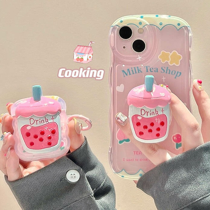 Rakuten - 送料無料 iPhone14 ケース 互換品 もも 桃 ピーチ peach ミルクティー milk tea ピンク スタンド付き 高級感 レンズカバー アイフォン11