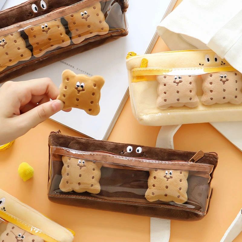 Rakuten - 送料無料 ペンケース もこもこ ビスケット 筆箱 筆入れ ペン収納 コスメポーチ 小物入れ 小学生 中学生 高校生 収納ポーチ 軽量 文房
