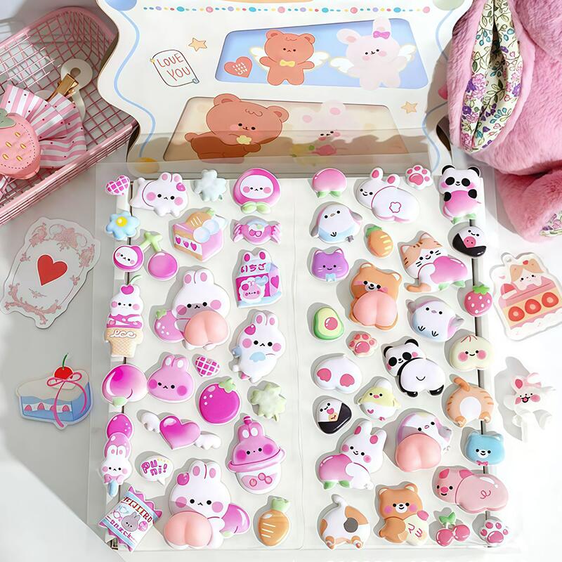 ぷにぷに おしり シール スクイーズ 1/2枚セット シール 立体 泡ステッカー 3D うさぎ くま ねこ 可愛い キャラクターご褒美シー ルス doremifa-10002942 ひまわり サンプル画像2