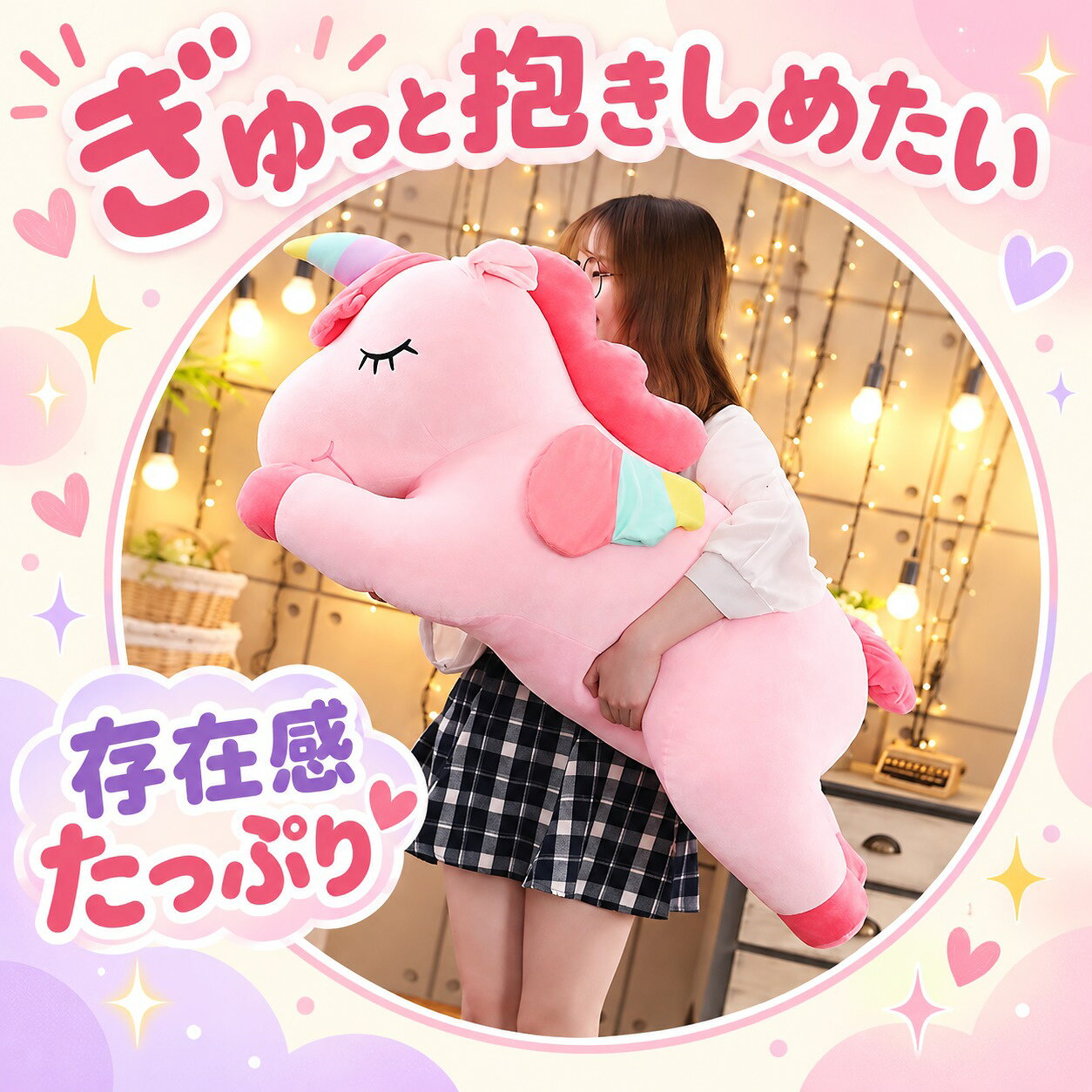 Muñecas Unicornio Abrazos Abrazos Muñecas dulces dulces dulces dulces dulces dulces dulces dulces dulces dulces dulces dulces dulces de Navidad regalo regalo para niños 2 colores rosa blanco 100cm — vista 2
