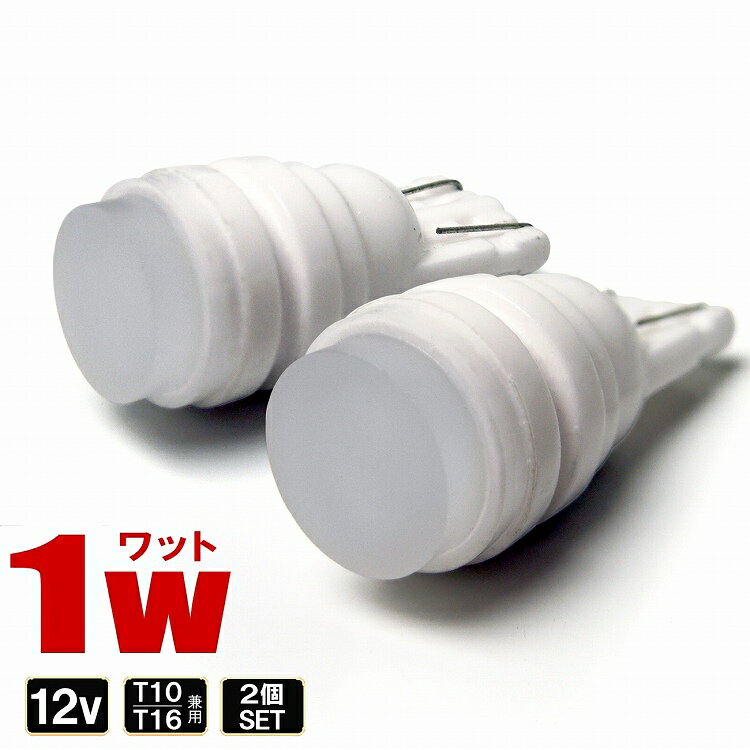 ポジションランプ LED T10 T16 ホワイト 1W 2個セット セラミック製 樹脂ヘッド 拡散 バルブ ライセンスランプ Type2 外装【ゆうパケット】