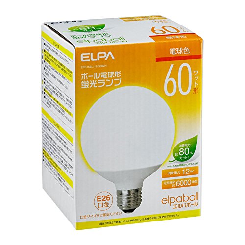 【新品】 ELPA ボール球形蛍光ランプ 60W形 E26 電球色 EFG15EL/12-G062H lok26k6 2