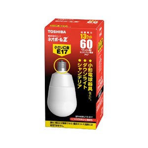 【メーカー名】東芝(TOSHIBA)【メーカー型番】【ブランド名】東芝(TOSHIBA)【商品説明】TOSHIBA ネオボールZ A形 60Wタイプ 口金直径17mm 電球色 EFA15EL/13-E17・画像はイメージ写真ですので付属品など画像の通りではないこともございます。　付属品については商品タイトルに記載がない場合がありますので、　ご不明な場合はメッセージにてお問い合わせください。・当店ではレコード盤には商品タイトルに［レコード］と表記しております。　表記がない物はすべてCDですのでご注意ください。・当店では初期不良に限り、商品到着から7日間は返品を 受付けております。　お問い合わせ・メールにて不具合詳細をご連絡ください。・他モールとの併売品の為、完売の際はキャンセルご連絡させて頂きます。・中古品の商品タイトルに「限定」「初回」「保証」「DLコード」などの表記がありましても、　特典・付属品・帯・保証等は付いておりません。・電子辞書、コンパクトオーディオプレーヤー等のイヤホンは写真にありましても　衛生上、基本お付けしておりません。※未使用品は除く・品名に【import】【輸入】【北米】【海外】等の国内商品でないと把握できる表記商品について　国内のDVDプレイヤー、ゲーム機で稼働しない場合がございます。予めご了承の上、購入ください。・掲載と付属品が異なる場合は確認のご連絡をさせて頂きます。ご注文からお届けまで1、ご注文⇒ご注文は24時間受け付けております。2、注文確認⇒ご注文後、当店から注文確認メールを送信します。3、お届けまで3〜10営業日程度とお考えください。4、入金確認⇒前払い決済をご選択の場合、ご入金確認後、配送手配を致します。5、出荷⇒配送準備が整い次第、出荷致します。配送業者、追跡番号等の詳細をメール送信致します。6、到着⇒出荷後、1〜3日後に商品が到着します。　※離島、北海道、九州、沖縄は遅れる場合がございます。予めご了承下さい。・お電話でのお問合せは少人数で運営の為受け付けておりませんので、お問い合わせ・メールにてお願い致します。★お客様都合によるご注文後のキャンセル・返品は　お受けしておりませんのでご了承ください。