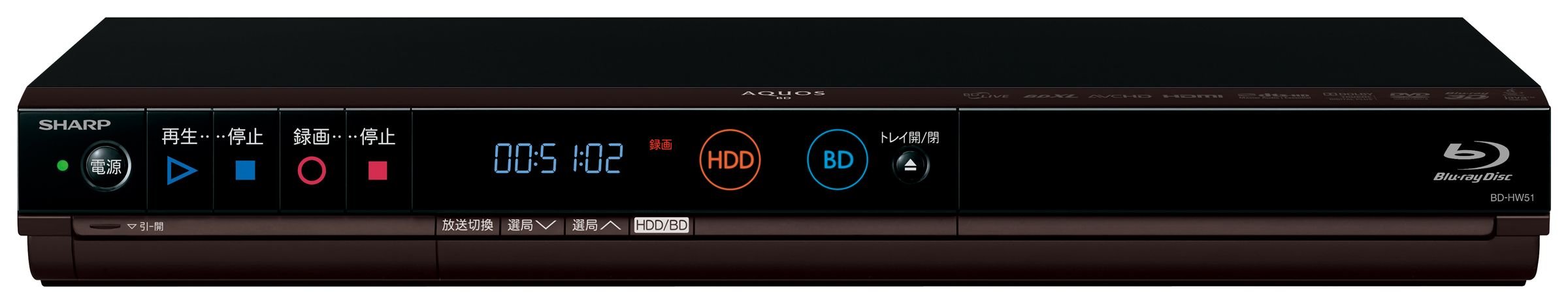 【中古】【非常に良い】シャープ 500GB 2チューナー ブルーレイレコーダー かんたんシリーズ AQUOS BD-HW51