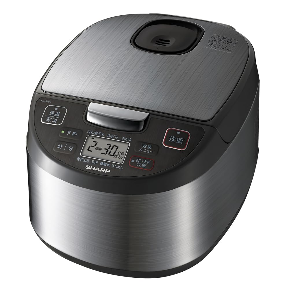 【中古】【非常に良い】シャープ 炊飯器 5.5合 黒厚釜 球面炊き シルバー KS-S10J-S