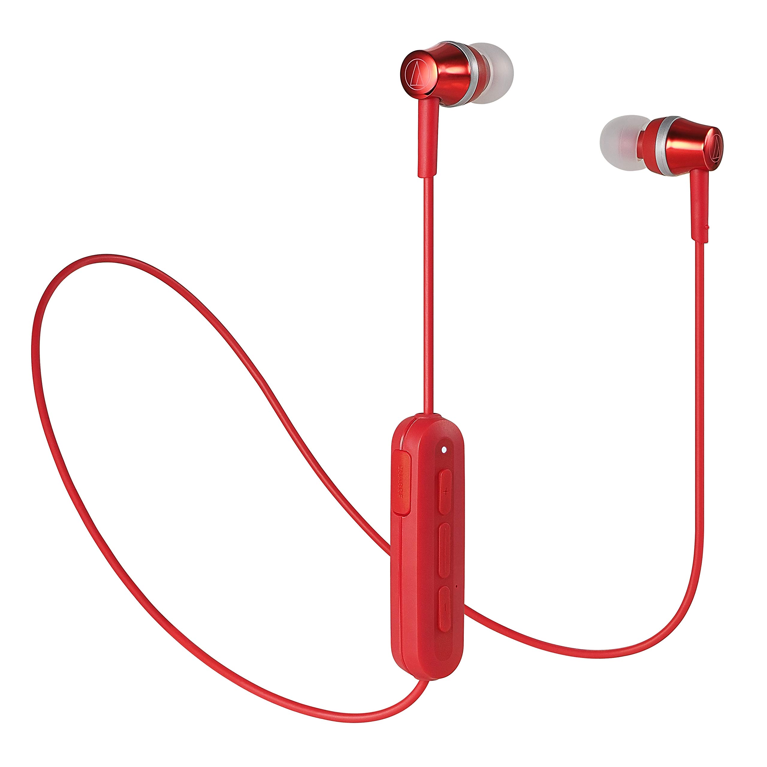 【中古】【非常に良い】オーディオテクニカ SoundReality ワイヤレスイヤホン Bluetooth リモコン/マイク付 レッド ATH-CKR300BT RD