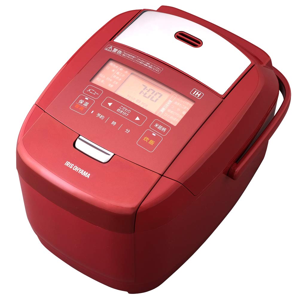 【中古】【非常に良い】アイリスオーヤマ 炊飯器 IH式 5.5合 メタリックレッド 銘柄炊き分け機能 極厚火釜 蒸しプレート付き 玄米 赤 デザイン RC-IH50-R