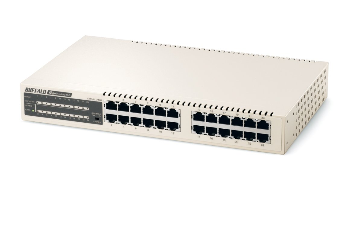 【中古】【非常に良い】BUFFALO Giga スイッチングHub 24ポート LSW3-GT-24NSR