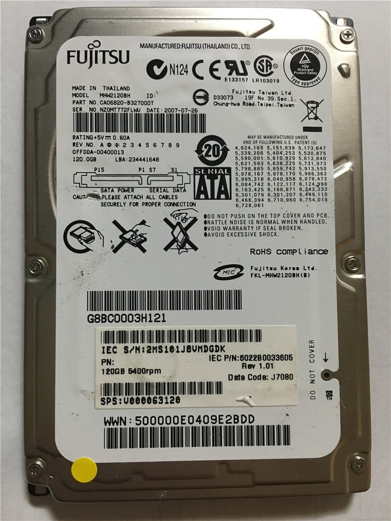 2.5 吋 - 【中古】【非常に良い】富士通 FUJITSU()MHW2120BH (120GB S-ATA) 2.5インチ内蔵用HDD