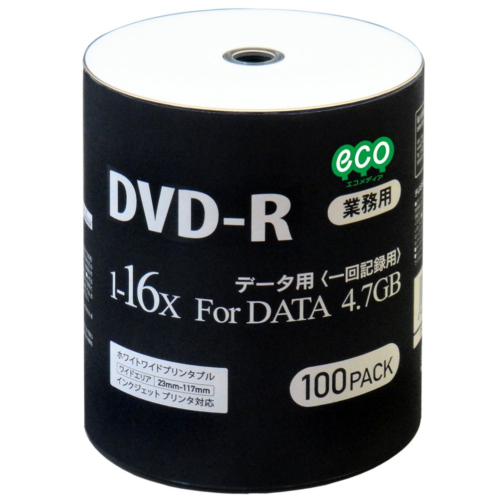 šۡɤۼ DVD-R for DATA 4.7GB 1Ͽ ǡ 100祷ecoѥå 1-16®б ۥ磻ȥ磻...