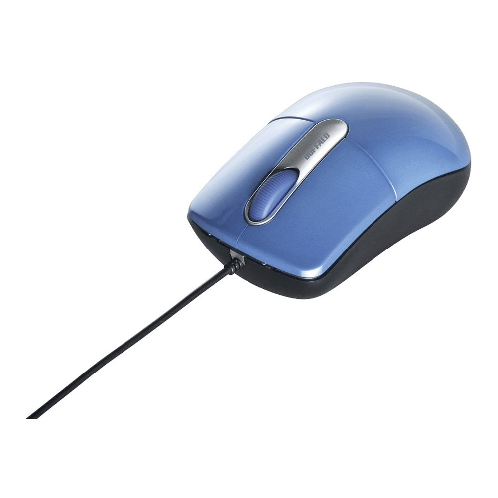 【中古】【非常に良い】バッファロー BUFFALO 有線光学式マウス 静音/3ボタン/Mサイズ ブルー BSMOU27SMBL