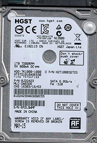 【中古】【非常に良い】HGST HTS721010A9E630 MLC: DA6326 P/N: 0J22423 1TB [並行輸入品]