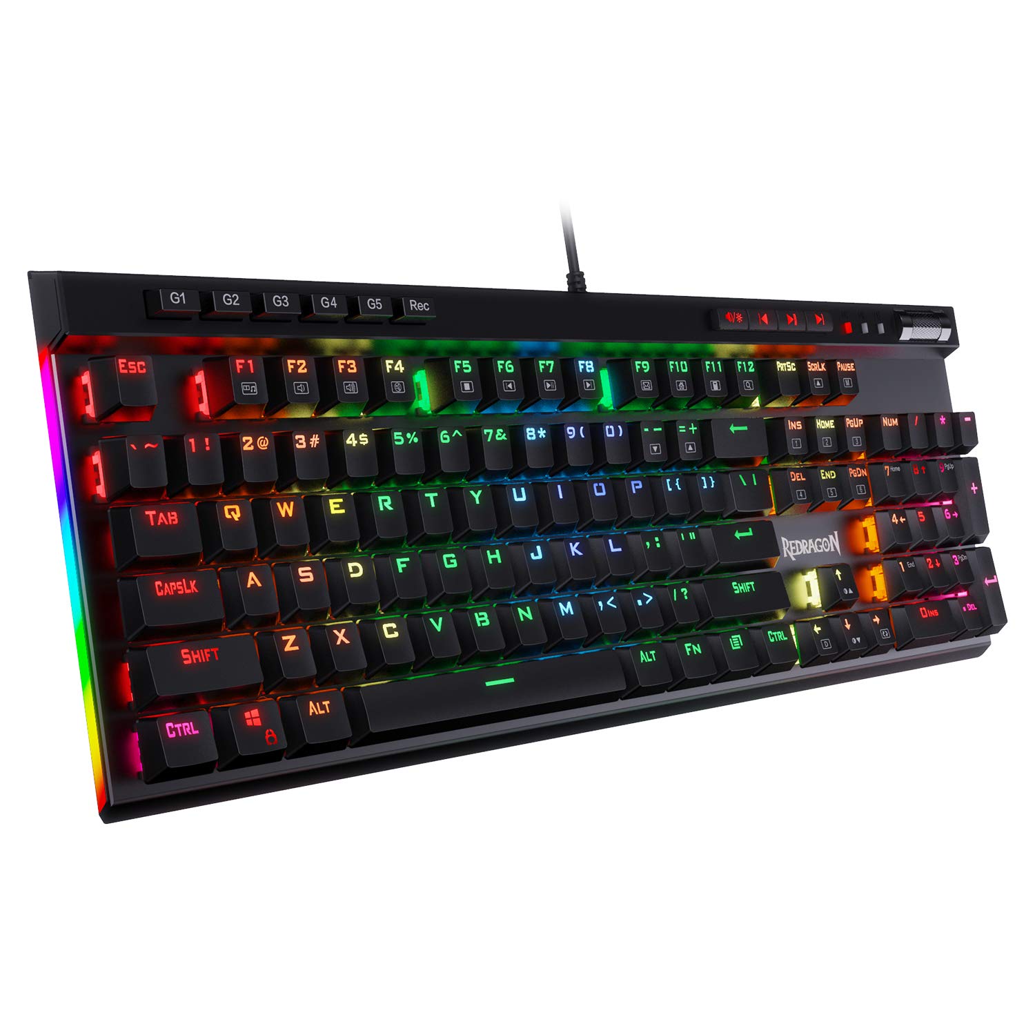 【中古】【非常に良い】Redragon K580 VATA RGB LEDバックライト付きメカニカルゲーミングキーボード｜マクロキー＆専用メディアコントロール付き｜ホットスワップ対応ソケット｜オンボードマクロ録音｜ブルー