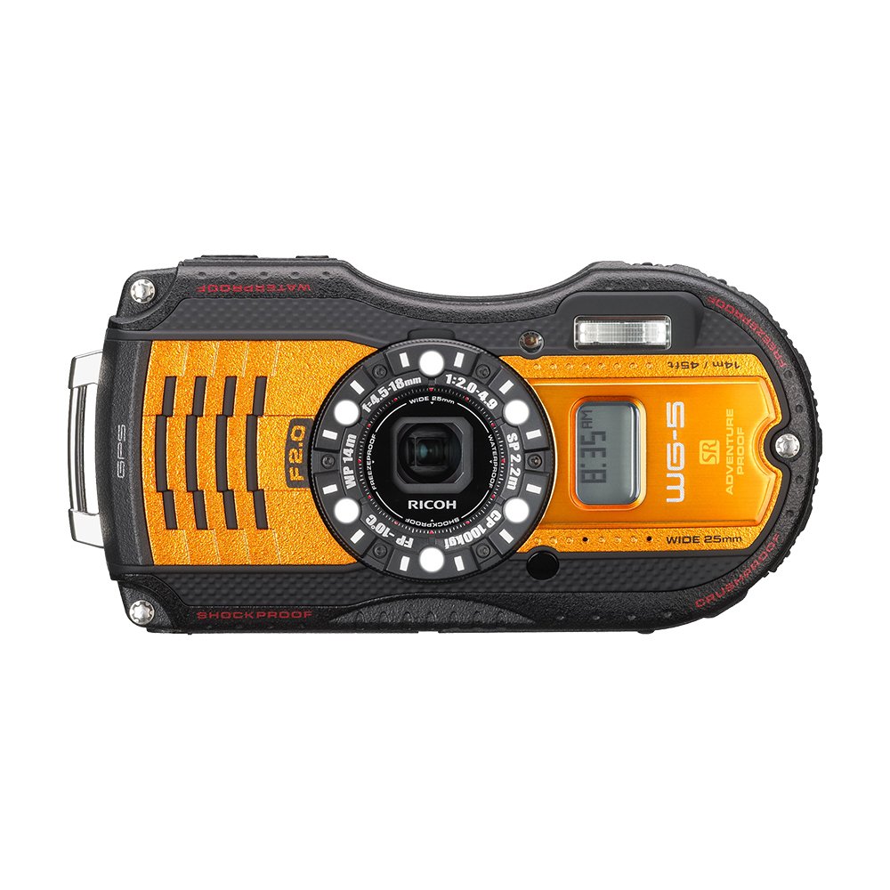 【中古】【非常に良い】RICOH 防水デジタルカメラ WG-5GPS オレンジ 防水14m耐ショック2.2m耐寒-10度 R..