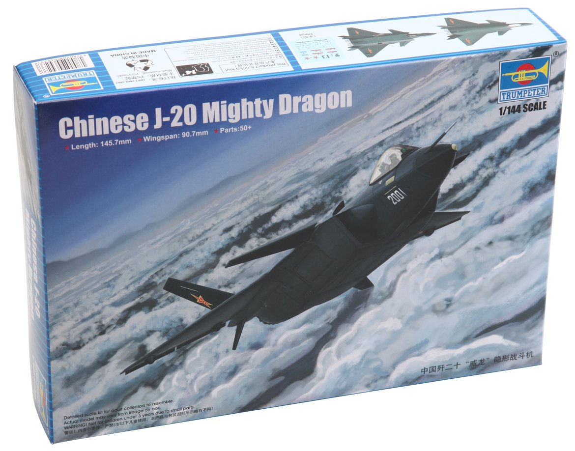 Military - 【中古】【非常に良い】トランペッター 1/144 中国空軍 J-20戦闘機 ブラックリボン プラモデル