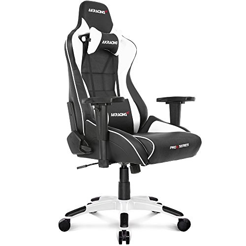 【中古】【非常に良い】AKRacing ゲーミングチェア デスクチェア 勉強椅子 学習椅子 ホワイト 白 Pro-X V2 高耐久PUレザー 180度リクライニング 在宅 リモート 5年保証