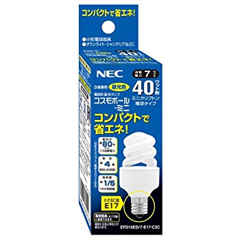 【中古】NEC 40形 電球形蛍光灯 コスモボール・ミニ E17 口金 昼光色 EFD10ED/7-E17-C2C 2mvetro