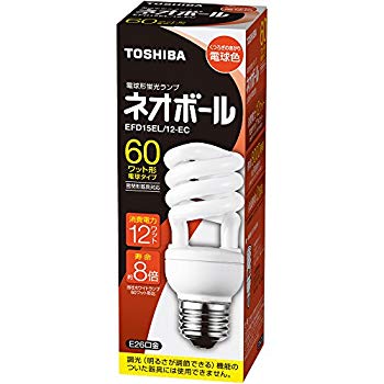 【中古】東芝 電球形蛍光ランプ ネオボール60WタイプD形 3波長形電球色 EFD15EL/12-EC 口金直径26mm wyw801m