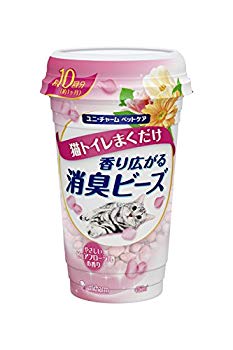 【中古】【非常に良い】消臭ビーズ 猫トイレまくだけ 香り広がる消臭ビーズ やさしいピュアフローラルの香り 450ml 9jupf8b