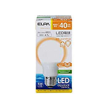 【中古】ELPA エルパ LED電球 一般電球A形 40W形 口金直径26mm 電球色 広配光 LDA5L-G-G5014 w17b8b5