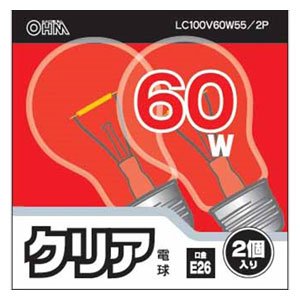 【中古】(未使用・未開封品)　オーム電機 白熱電球 クリア電球 LC100V60W55/2P LC100V60W55/2P df5ndr3 1