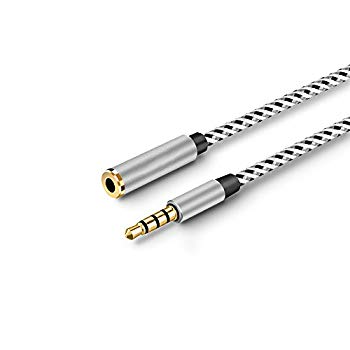 【中古】(未使用・未開封品)　ヘッドホン延長用コード 4極ミニプラグ採用 標準3.5mm ステレオヘッドホン延長 ケーブル (0.5m 銀) wyeba8q