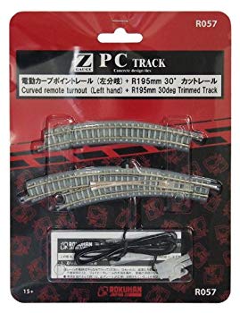 【中古】(未使用・未開封品)　ロクハン Zゲージ R057 PCトラック電動カーブポイントレール 左分岐 60wa65s
