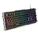 【中古】(未使用・未開封品)　ENHANCE ハイブリッドメカニカルゲーミングキーボード[US配列] ENHANCE Infiltrate Membrane Keyboard ゲーム用 Black・黒 7色LED・9つの照明効 bt0tq1u