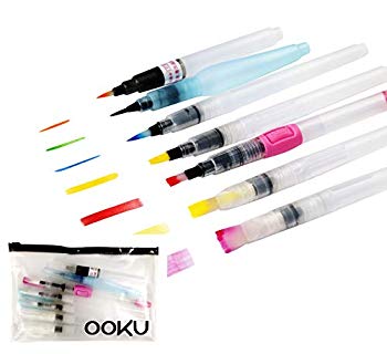 Rakuten - 【中古】(未使用・未開封品)　OOKU 水彩ブラシペン 8点セット 多目的水彩ブラシペン7本 ペンブラシ入れポーチ アーティスト仕様 水彩絵筆 レタリング wyeba8q