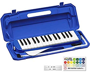 【中古】KC キョーリツ 鍵盤ハーモニカ メロディピアノ 32鍵 ブルー P3001-32K/BL (ドレミ表記シール・クロス・お名前シール付き) 2mvetro